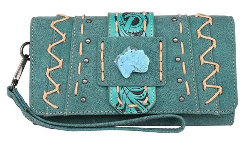Montana West Tooled Collection Wallet - Turqouise image