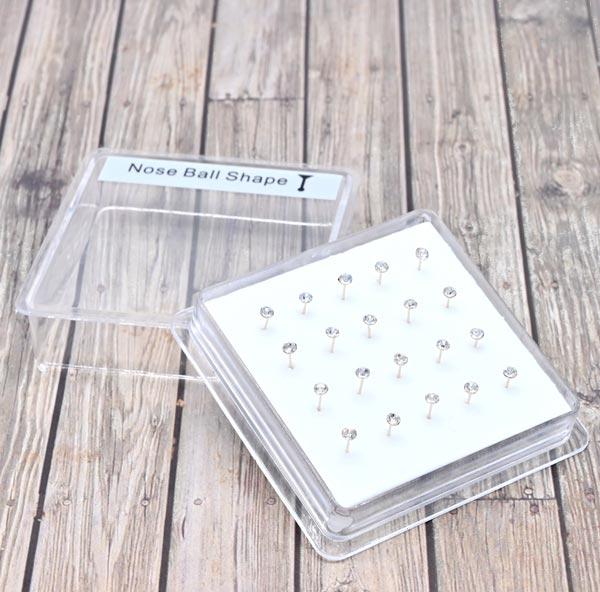 20 Pcs 2 mm Round Clear Cubic Zirconia Nose Rings image