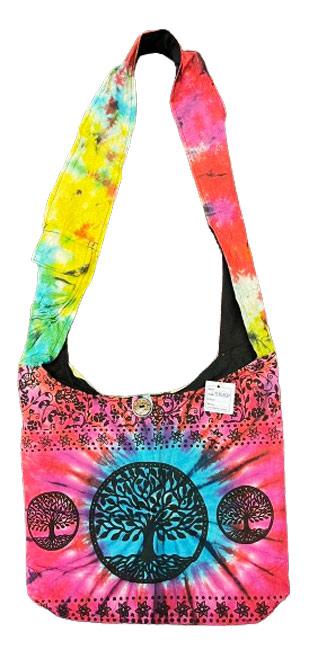 Nepal Handmade Cotton/Hemp Hobo Bags - Tie Dye Tree Of Life image