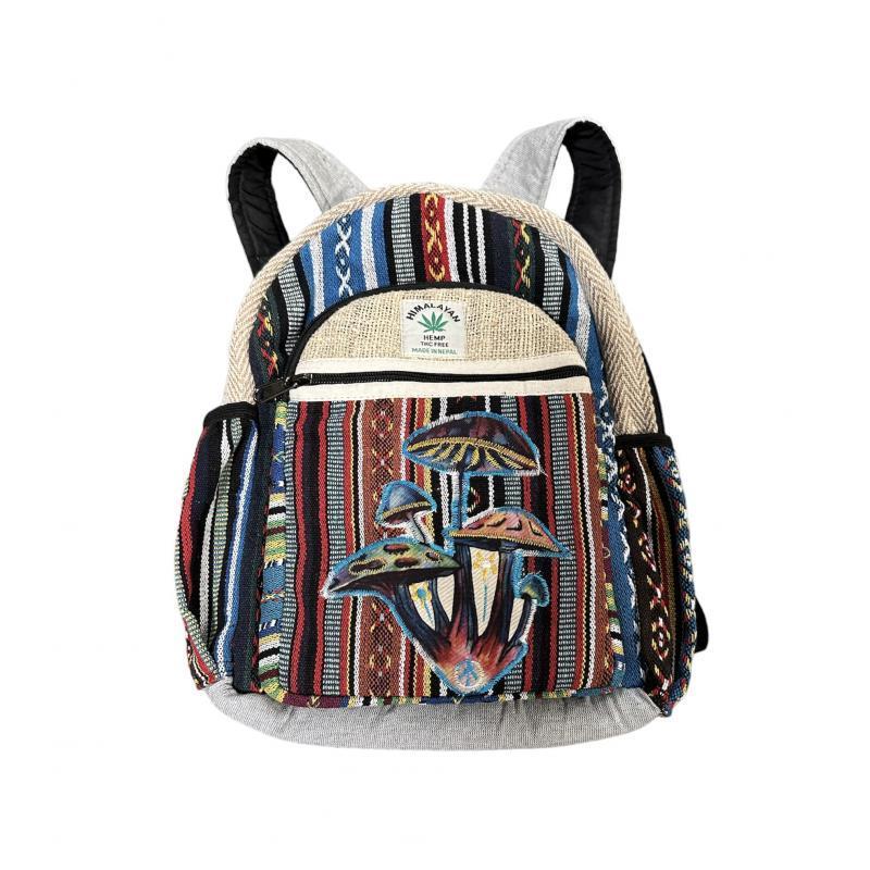 Himalayan Hemp Handmade Nepal Backpacks - Colorful Mushroom Family image