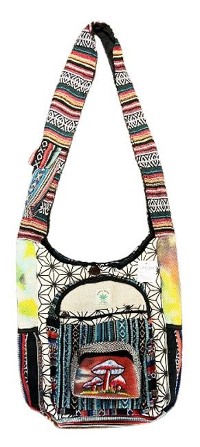 Nepal Handmade Hemp/Cotton Pocket Bags - Tie Dye Mushroom Theme image