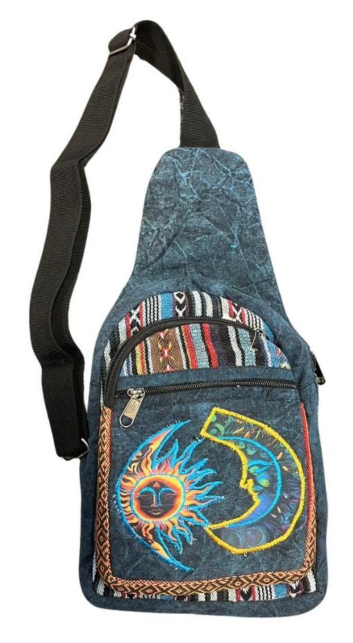 Handmade Cotton Multi-Pocket Crossbody Bags - Moon & Sun image