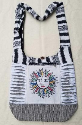 Nepal Handmade Cotton/Hemp Razor-Cut Hobo Bags - Sun/Moon image
