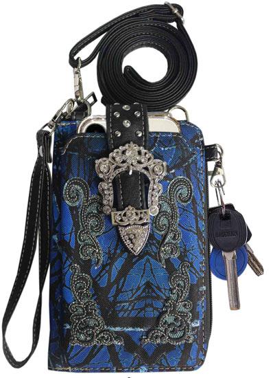 Camo Phone Wallet With Buckle - Blue image