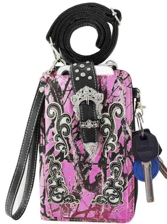 Camo Bling Phone Wallet - Light Pink image