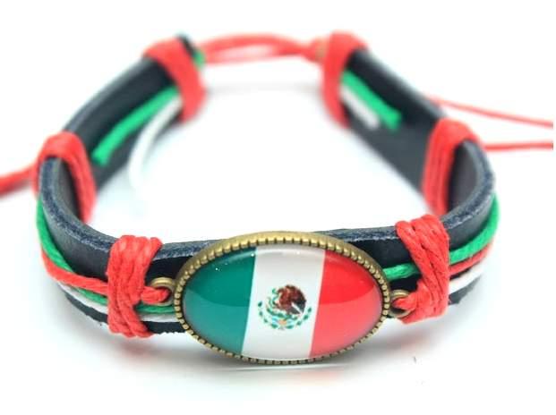 Mexico Flag Faux Leather Bracelets image