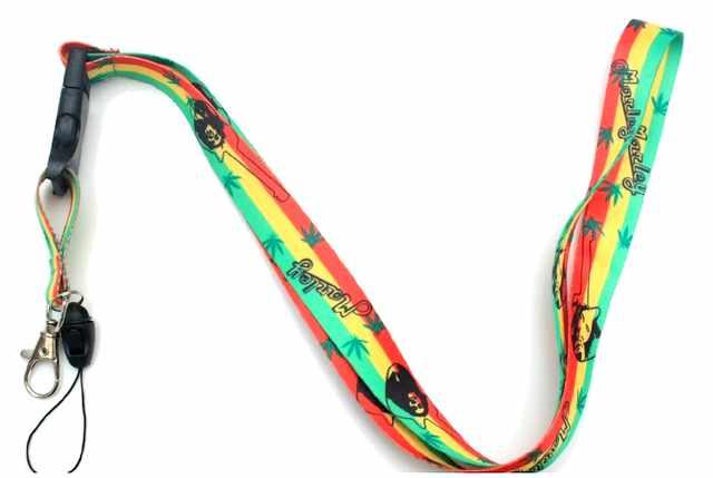 Bob Marley Rasta Color Lanyard Necklace Keychains image