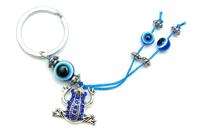 Blue Evil Eye Frog Keychains image