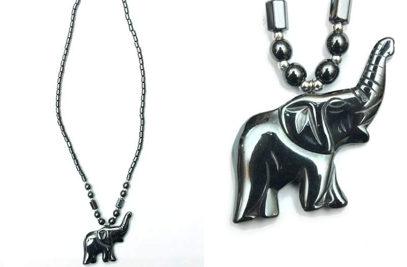 21" Hematite Necklaces With Elephant Pendant image