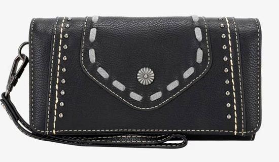 Montana West Whipstitch Collection Studded Wallet - Black image