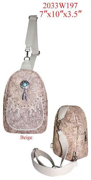 Western Style Crossbody Backpack - Beige image