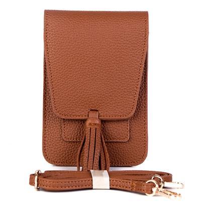 Magnetic Flap Crossbody Phone Case With Card Holder - Brown image