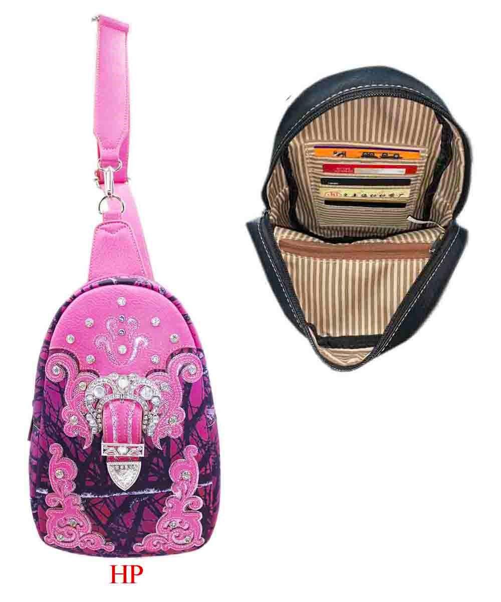 Western Bling Crossbody Backpack - Hot Pink image