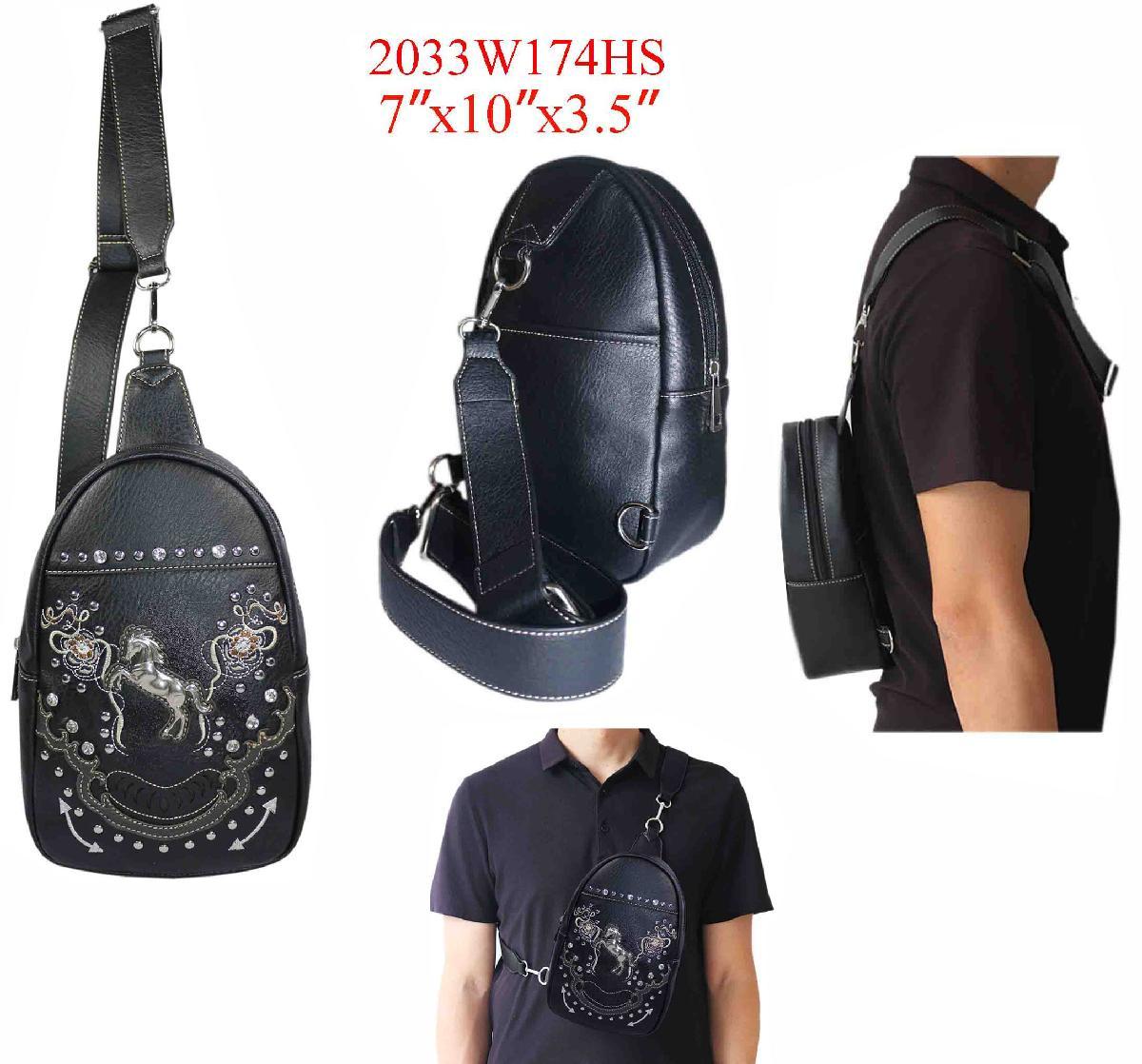 Zelris Floral Horse Western Crossbody Backpack - Black & White image