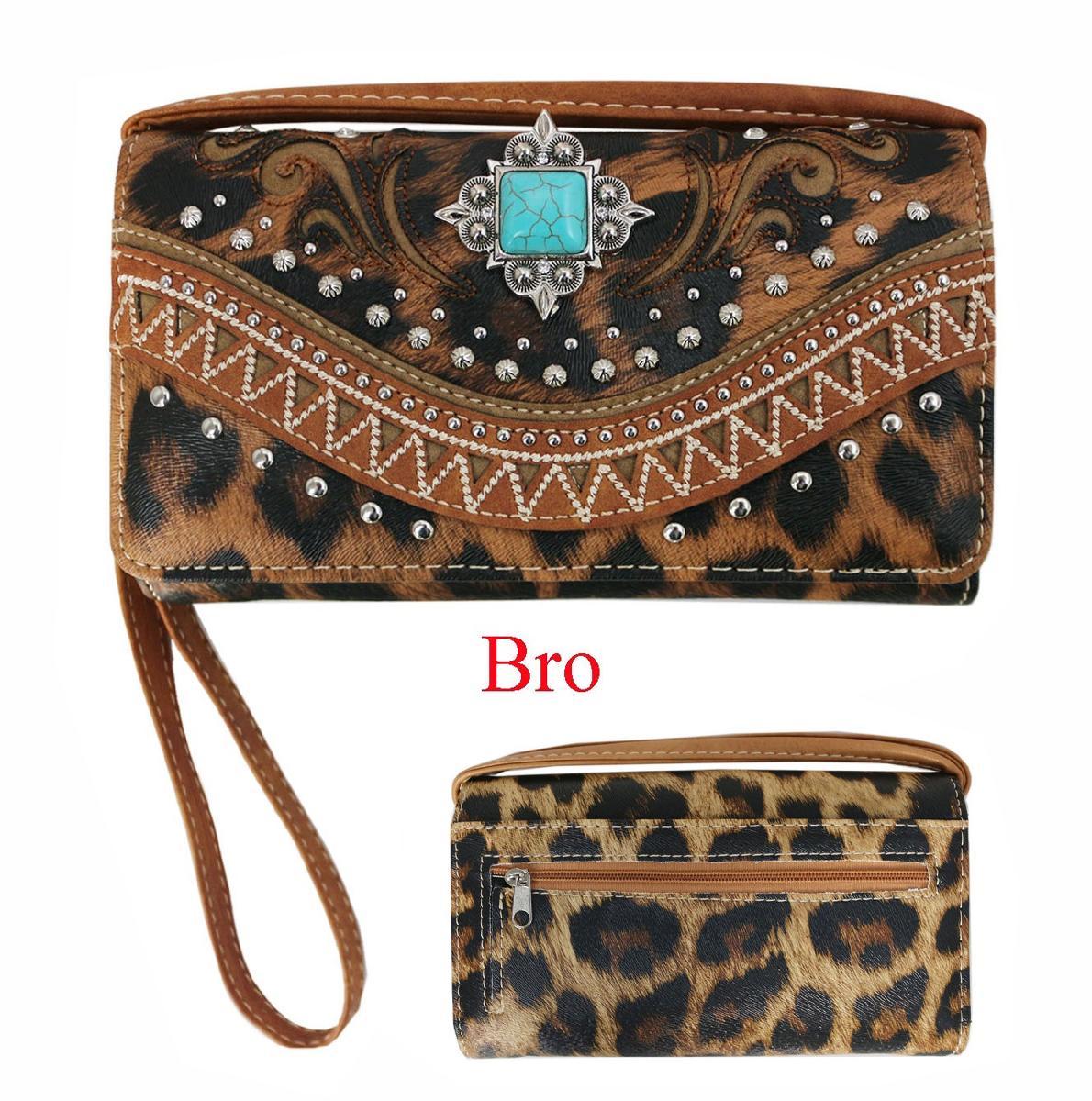 Snow Leopard Print Wallet Purse - Brown image