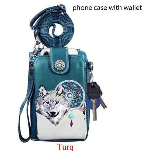 Wolf Dream Catcher Phone Wallet - Teal image