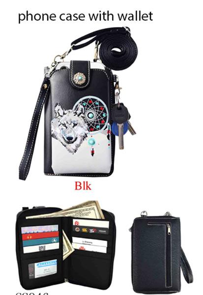 Wolf Dream Catcher Phone Wallet - Black image
