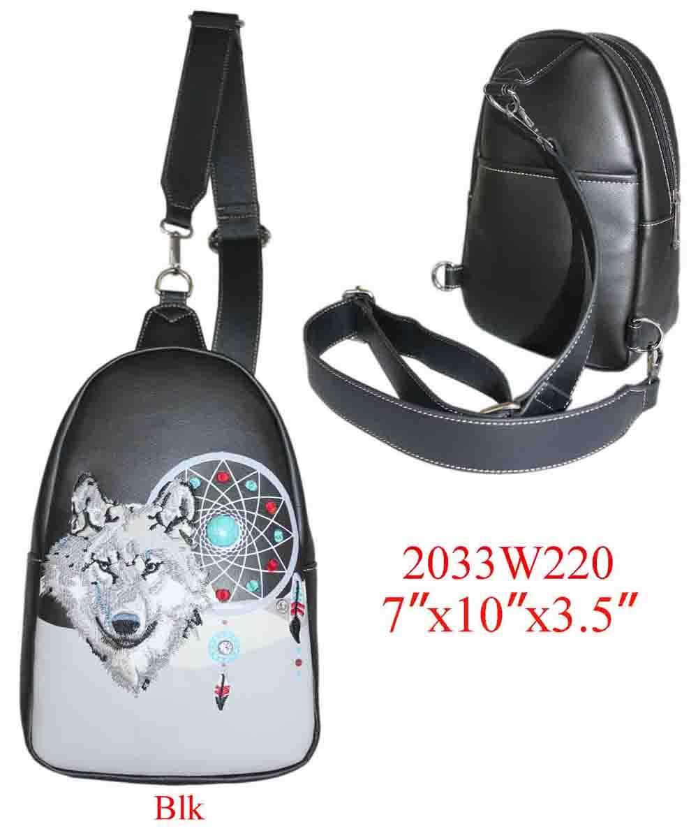 Wolf Dream Catcher Crossbody Backpack - Black image