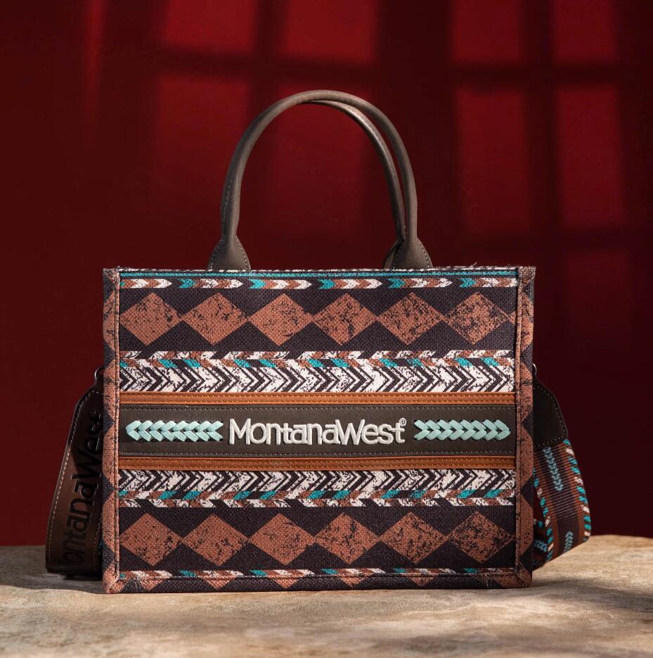 Montana West Boho Print Concealed Carry Tote/Crossbody - Coffee image