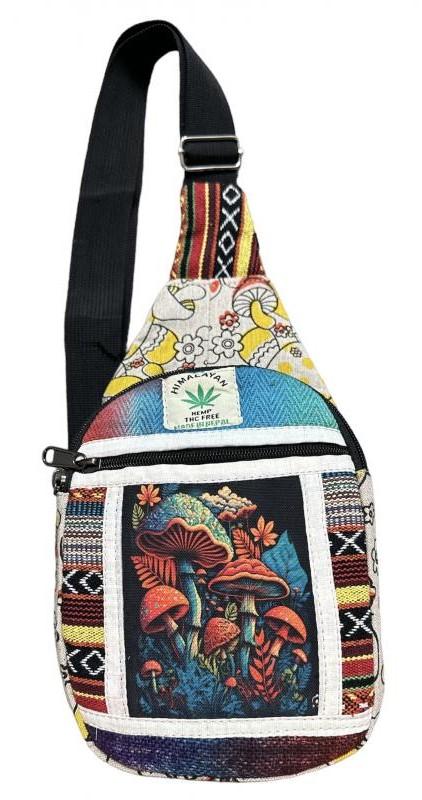 Himalayan Hemp Handmade Crossbody Bags - Colorful Mushroom Theme image