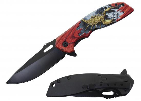 8.25'' Spring-Assisted Knife With ABS Handle - Scorpion Skull image