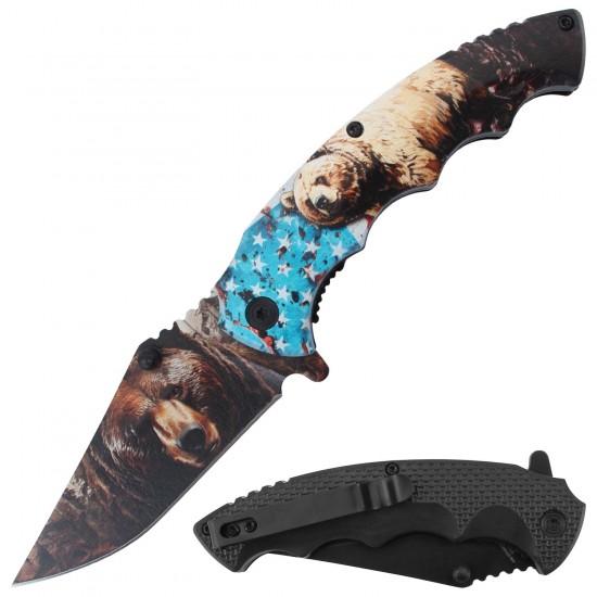 Assisted Knife 3D Print Bear Plastic Handle 4.5" closed image