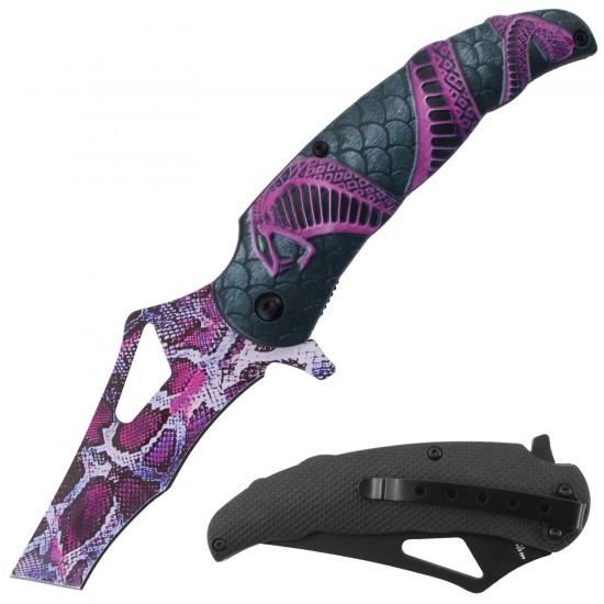 3D Printed Assisted Folding Knife With Pocket Clip - Pink image