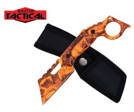 7.25' Hunting Knife With Orange Camo-Style Handle And Sheath image