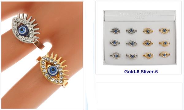 Evil Eye Diamond Style Rings - Gold & Silver image
