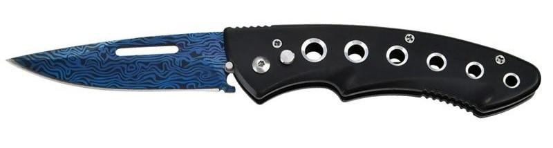 8" Automatic Knife Blue Damascus Etch Switchblade image