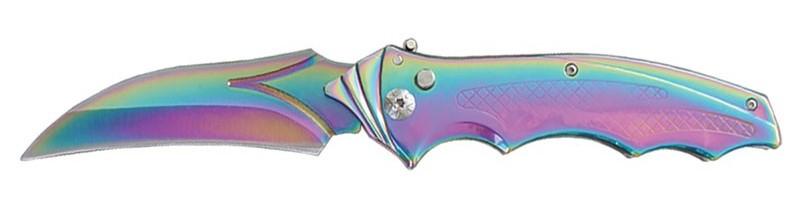 Hawkbill Blade Automatic Switchblade Knife - Rainbow image