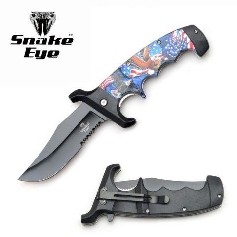 Snake Eye Tactical Spring Assisted Knife - USA Flag Eagle image