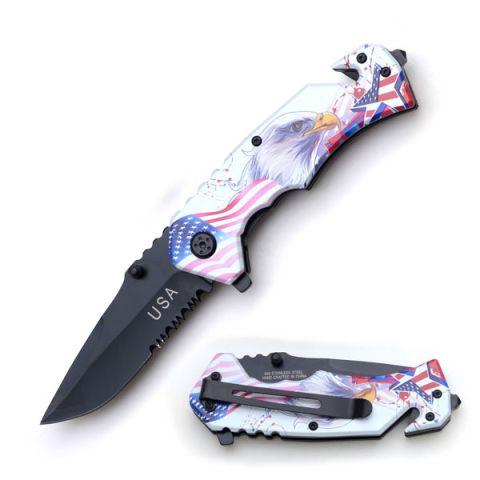 "USA" Spring Assisted Rescue Folding Knife image