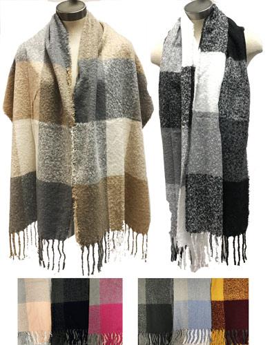 Large Thick Plaid Winter Scarves - Assorted image