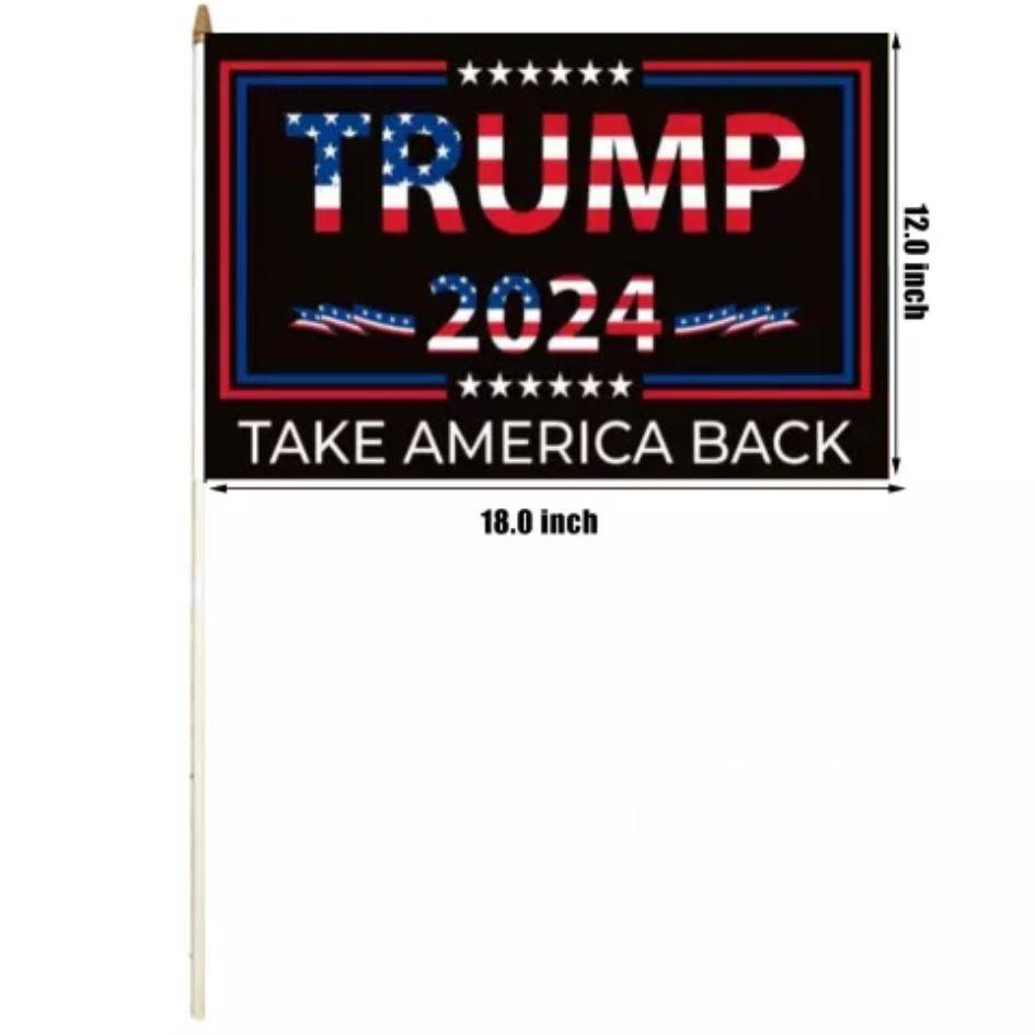 "Trump 2024 Take America Back" Stick Flags - Black image