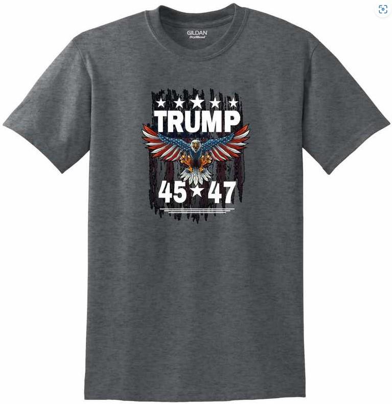 "Trump 45/47" USA Flag Eagle T-Shirts - Dark Heather XXL image