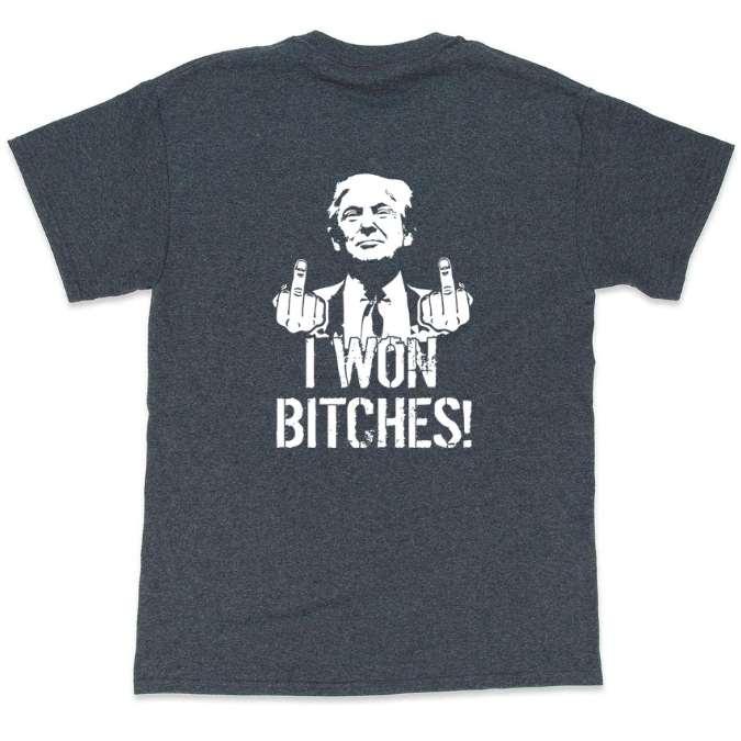 Trump "I Won Bitches" T-Shirts - Dark Heather XXL image