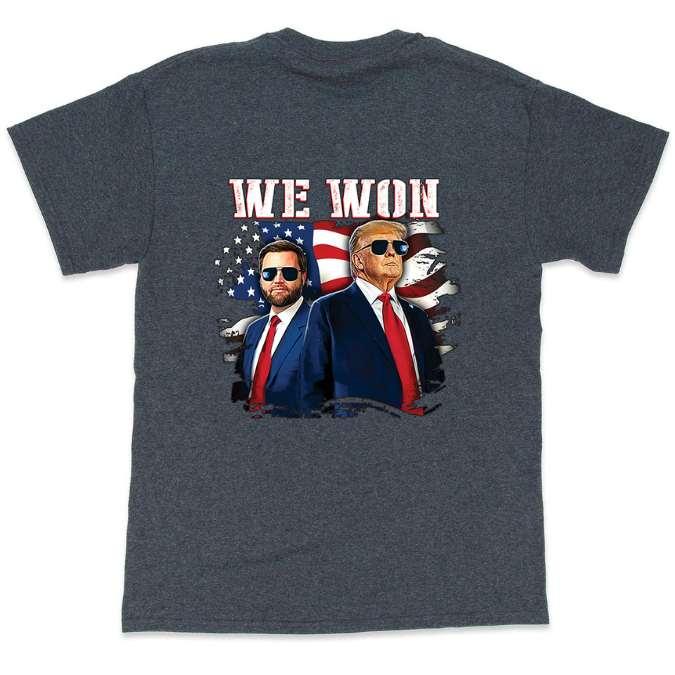 Trump Vance "We Won" T-Shirts - Dark Heather M/L/XL image