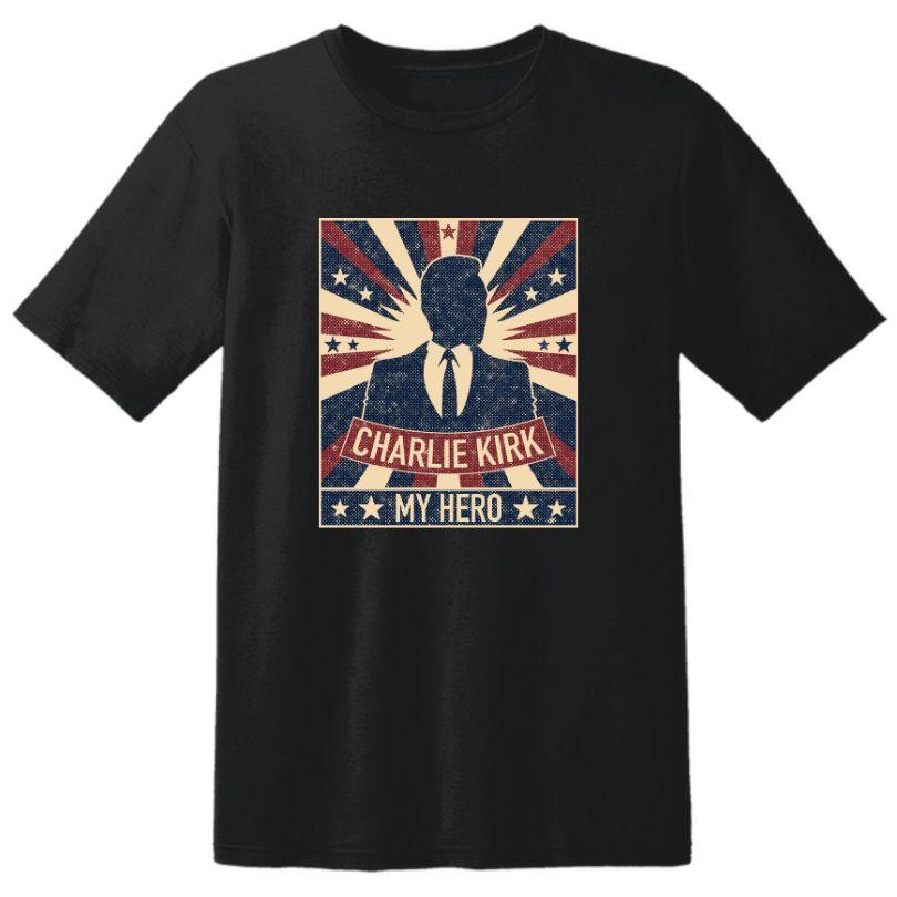 Charlie Kirk "My Hero" Patriotic T-Shirts - Black XXXL image