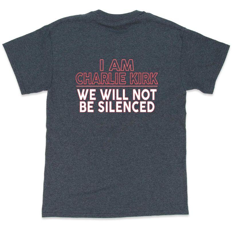 "I Am Charlie Kirk - We Will Not Be Silenced" T-Shirts - Dark Heather XXL image