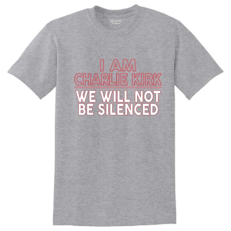"I Am Charlie Kirk - We Will Not Be Silenced" T-Shirts - Sport Gray XXL image