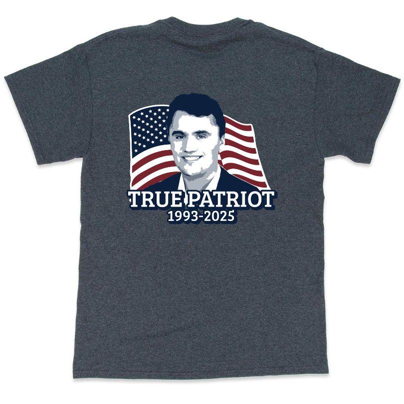 Charlie Kirk "True Patriot" T-Shirts - Dark Heather XXL image