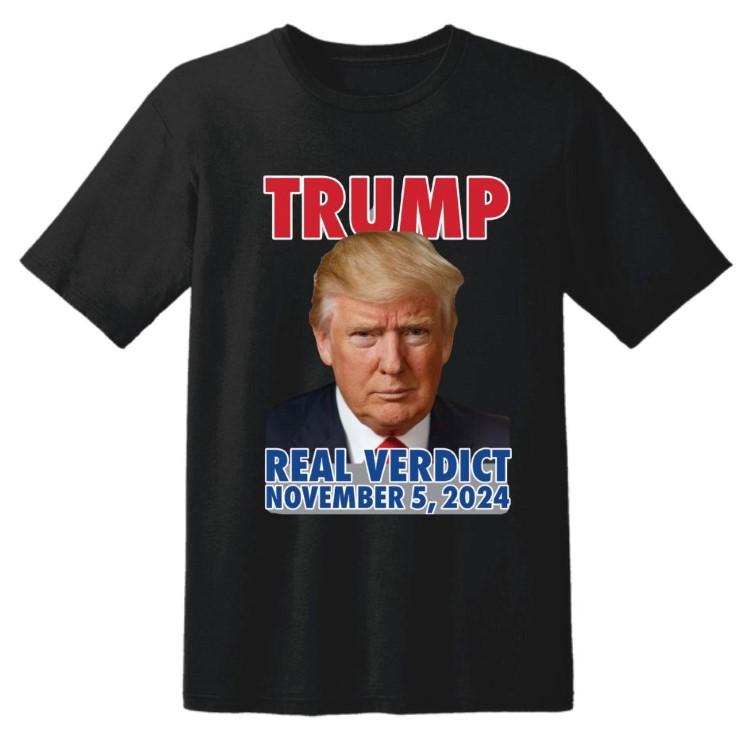 "Real Verdict November 5, 2024" Trump T-Shirts - Black image