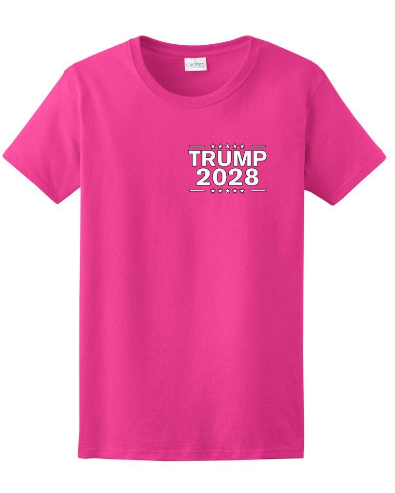 "Trump 2028" Small Logo T-Shirts - Pink XXL image
