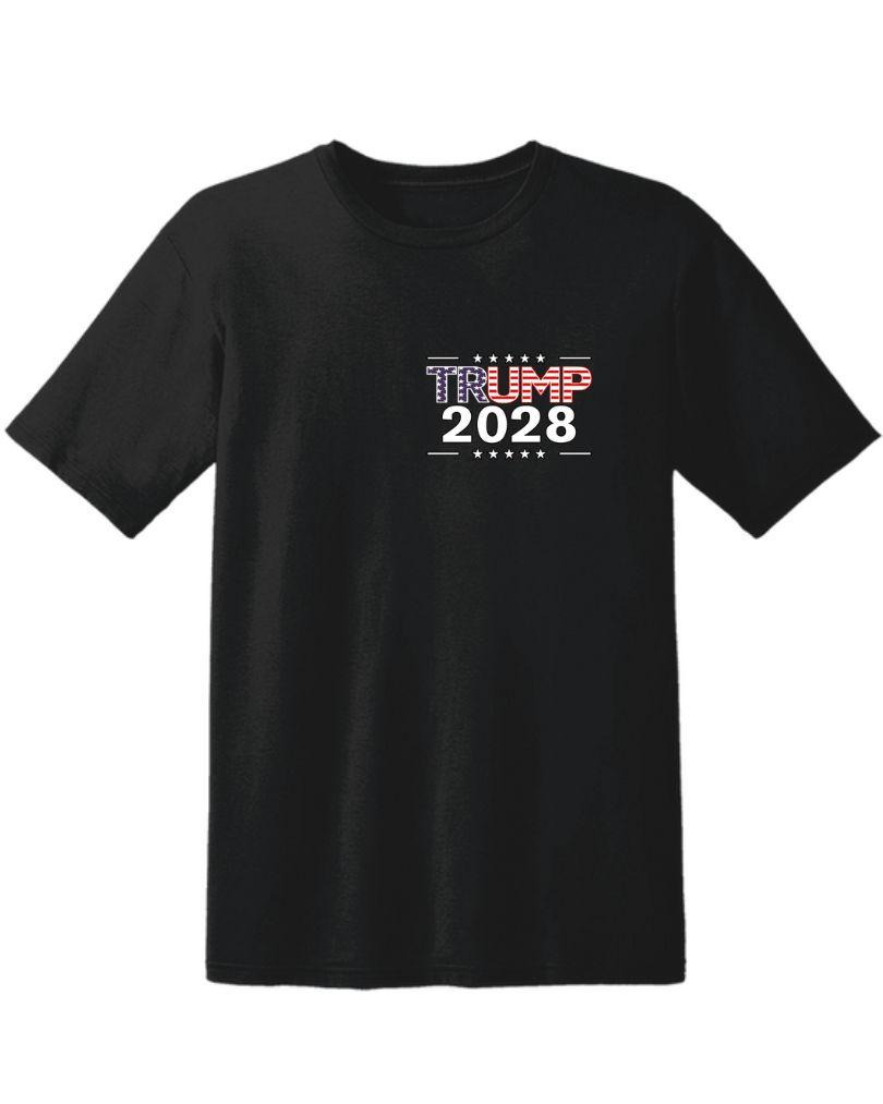 "Trump 2028" Stars & Stripes Small Logo T-Shirts - Black XXL image