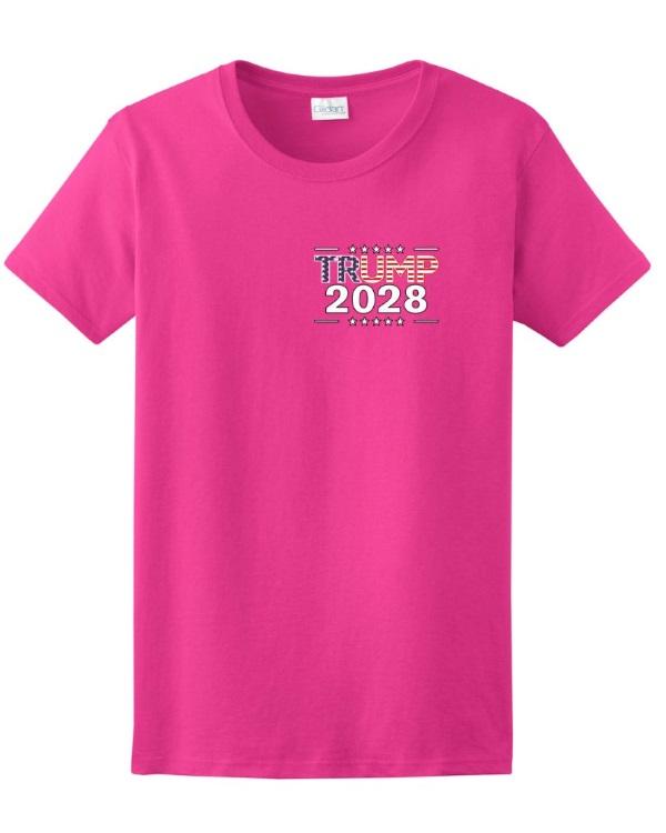 "Trump 2028" Stars & Stripes T-Shirts - Pink XXL image