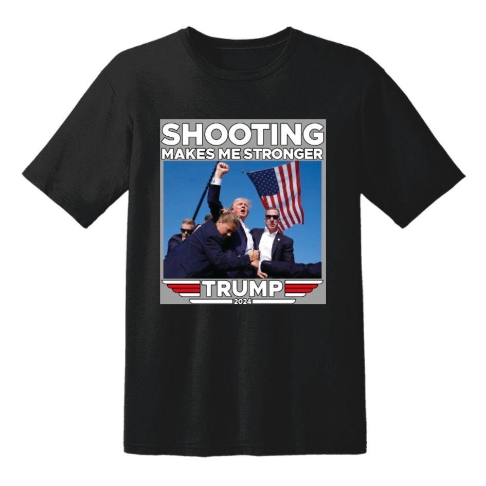 Trump 2024 "Shooting Makes Me Stronger" Black T-Shirts image