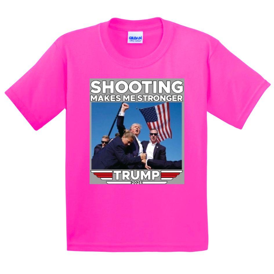Trump 2024 "Shooting Makes Me Stronger" Pink T-Shirts image