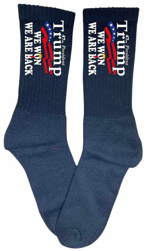 Trump "We Won We Are Back" Black Socks image