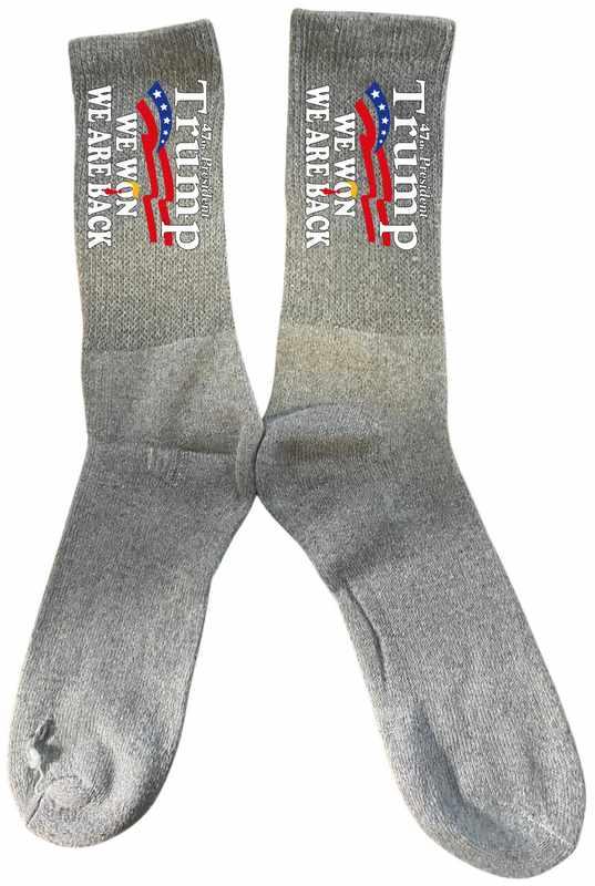 Trump "We Won We Are Back" Gray Color Socks image